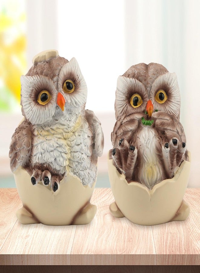 Restynic 2-Piece Resin Owl Figurines - Eggshell Texture, Hand-Painted Detailing, Spruces Up Bookshelves/Desks/Mantels - Warms Home Vibe for Decor Lovers - Image 1